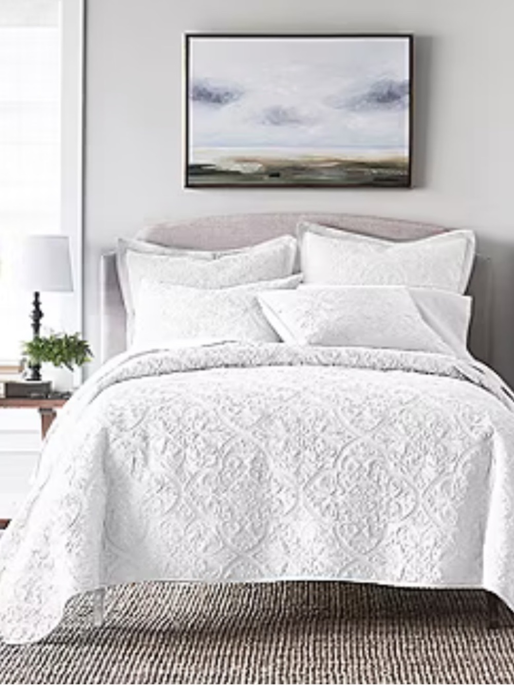 Lightweight cotton jacquard bedspread set with decorative pillow shams NEW